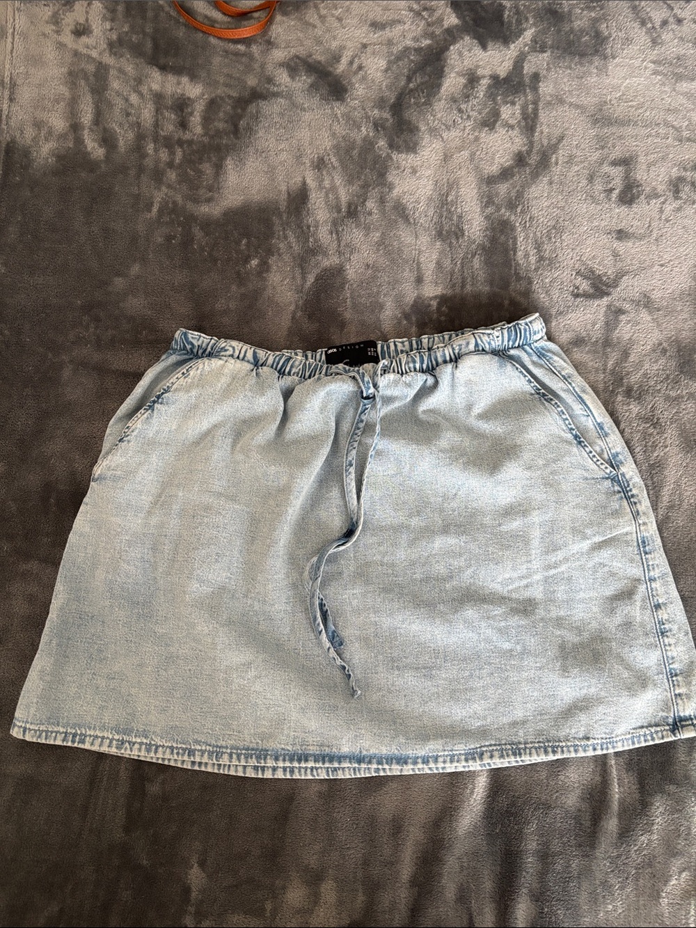 ASOS Light Blue Denim Drawstring Mini Skirt